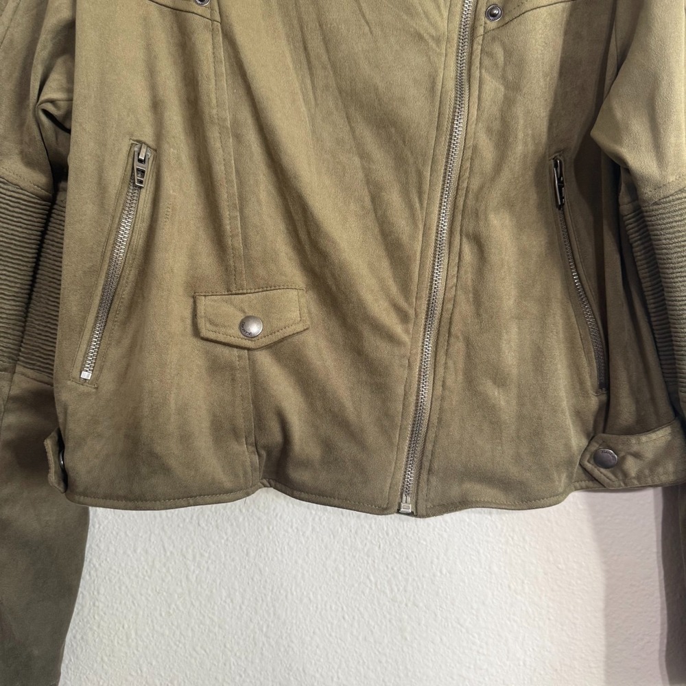 BLANKNYC Moto Jacket Women's Large Smokey Sage Asymmetrical Zip Retro Biker‎ - Picture 6 of 13